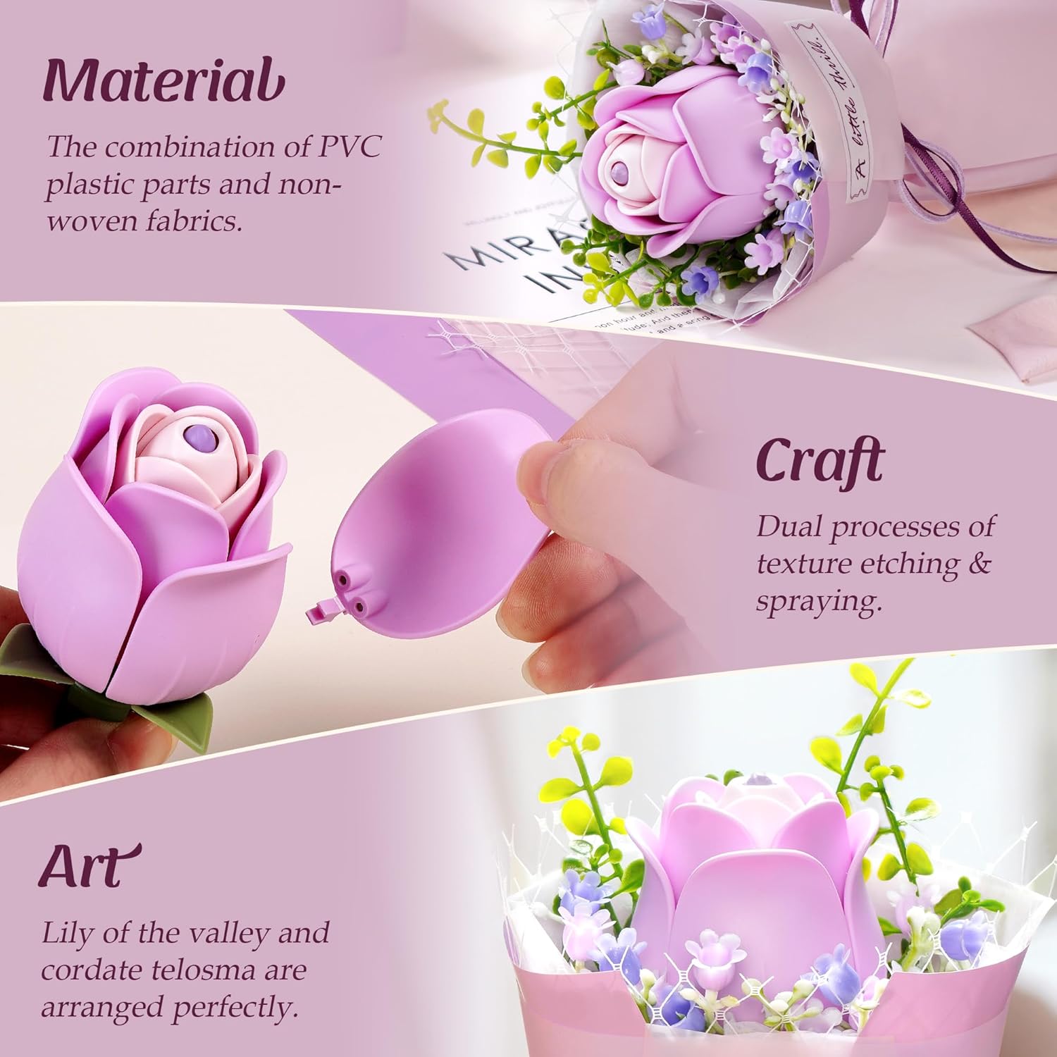 Purple Rose – Wooden Flower Model Kit