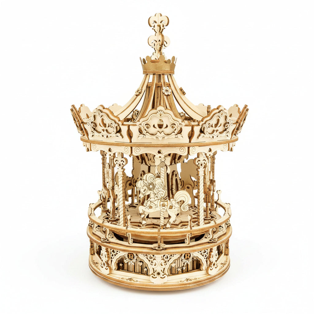 3D Wooden Carousel Music Box Model Kit
