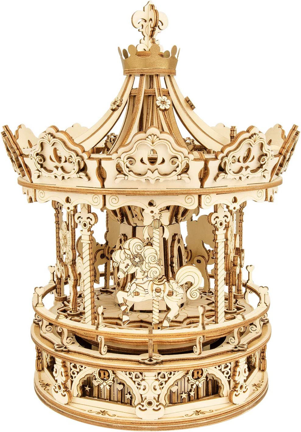 3D Wooden Carousel Music Box Model Kit
