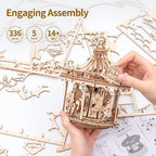 3D Wooden Carousel Music Box Model Kit