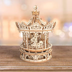 3D Wooden Carousel Music Box Model Kit