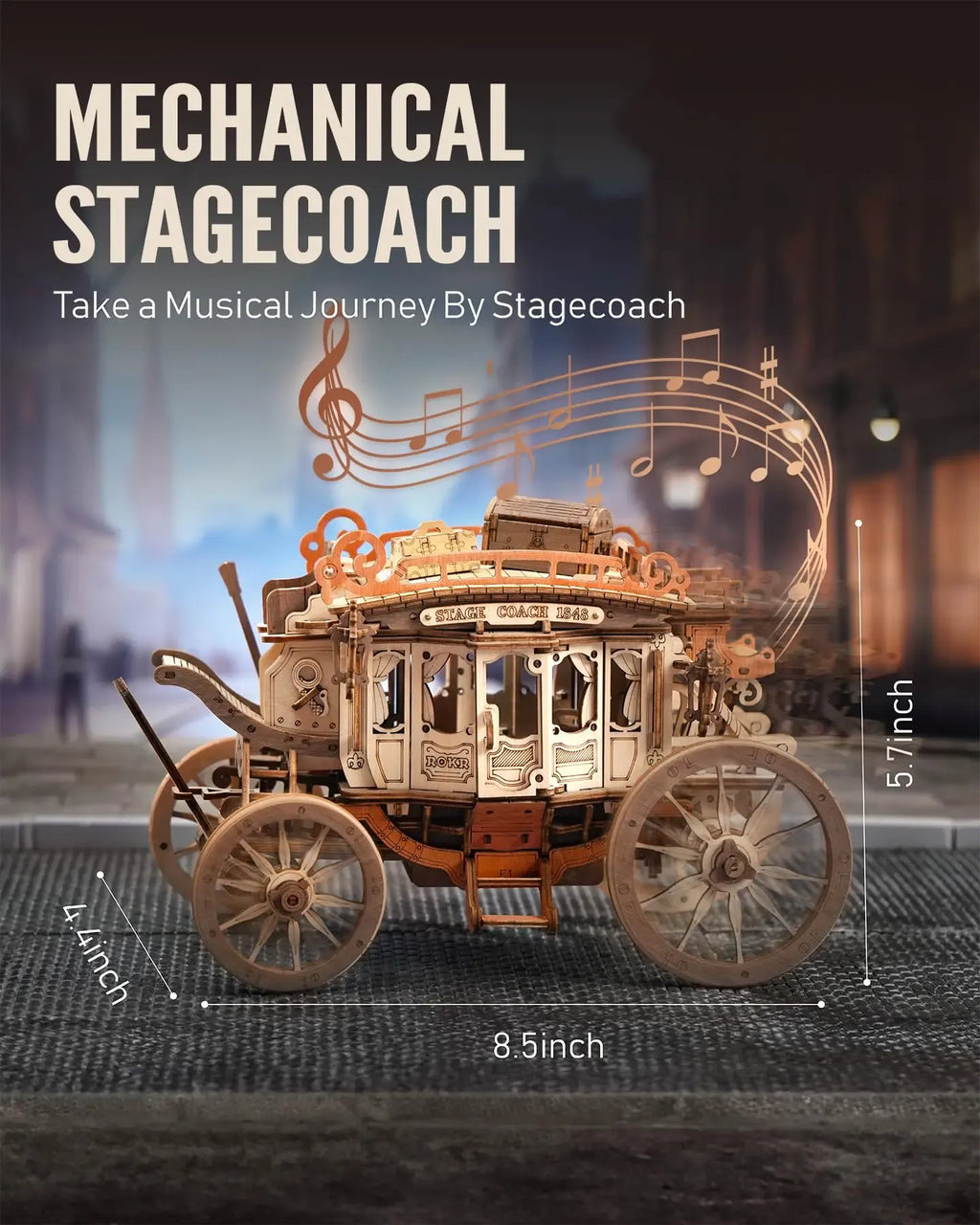 Stagecoach Music Box – Wooden Model Kit