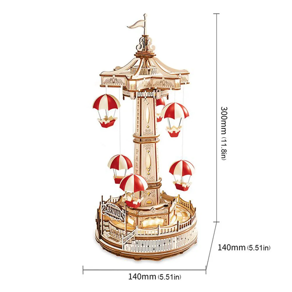 3D Wooden Parachute Tower Music Box Kit