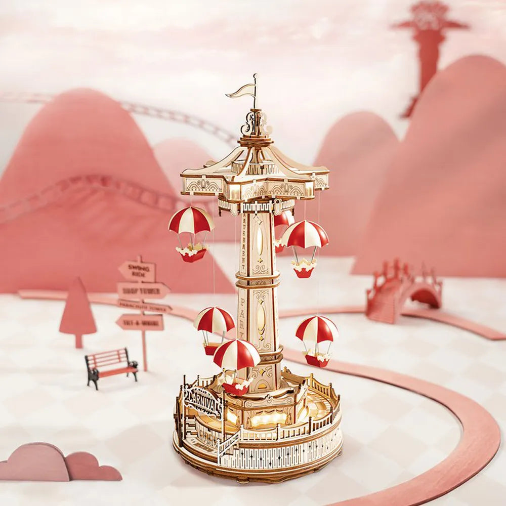 3D Wooden Parachute Tower Music Box Kit