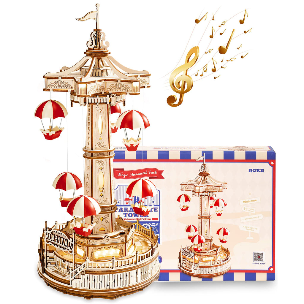 3D Wooden Parachute Tower Music Box Kit