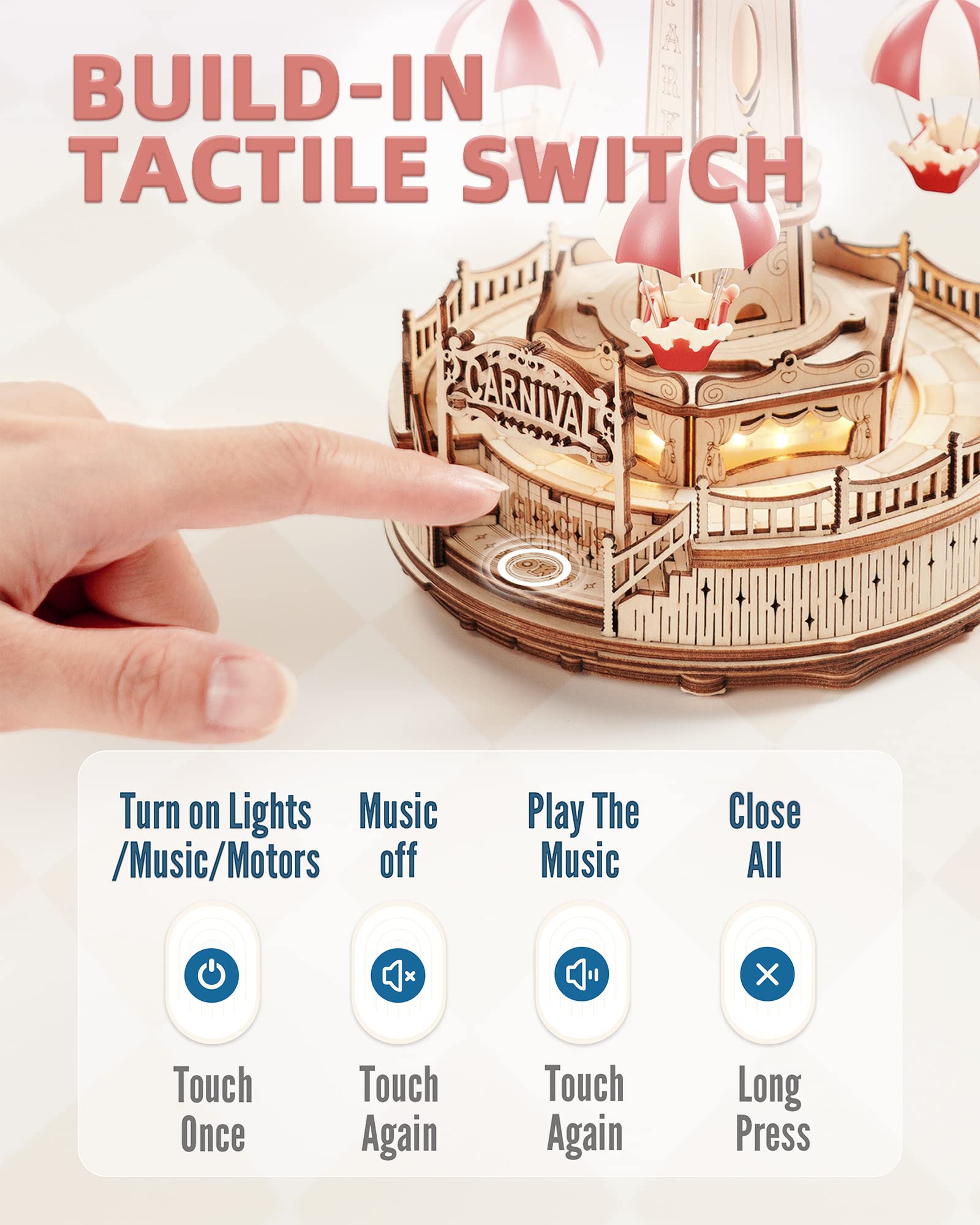 3D Wooden Parachute Tower Music Box Kit