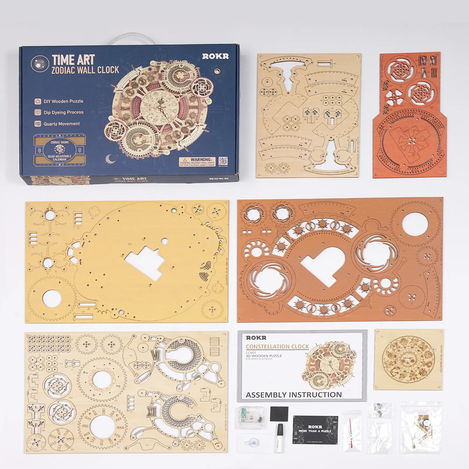 Zodiac Wall Clock – 3D Wooden Model Kit