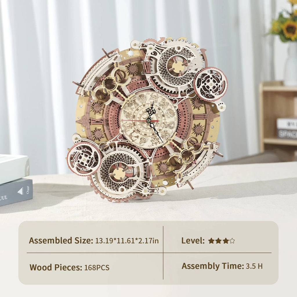 Zodiac Wall Clock – 3D Wooden Model Kit