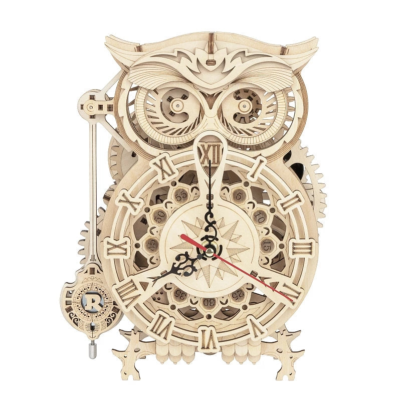 3D Wooden Owl Clock Model Kit
