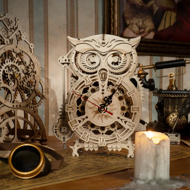 3D Wooden Owl Clock Model Kit