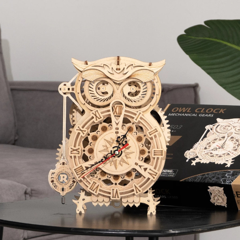 3D Wooden Owl Clock Model Kit