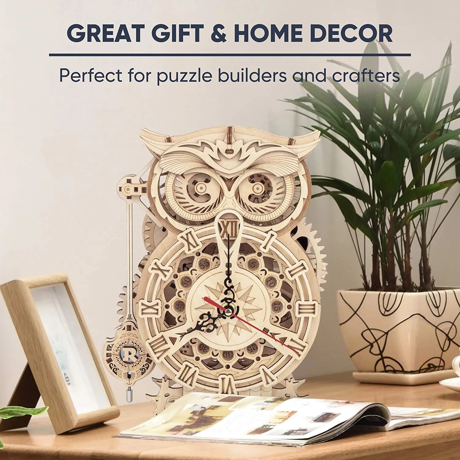 3D Wooden Owl Clock Model Kit