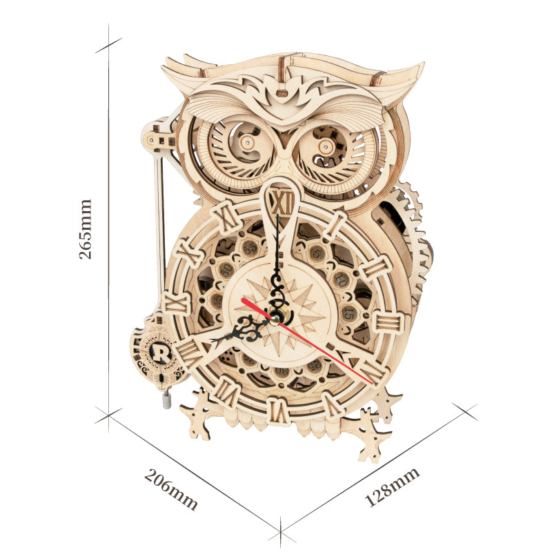 3D Wooden Owl Clock Model Kit