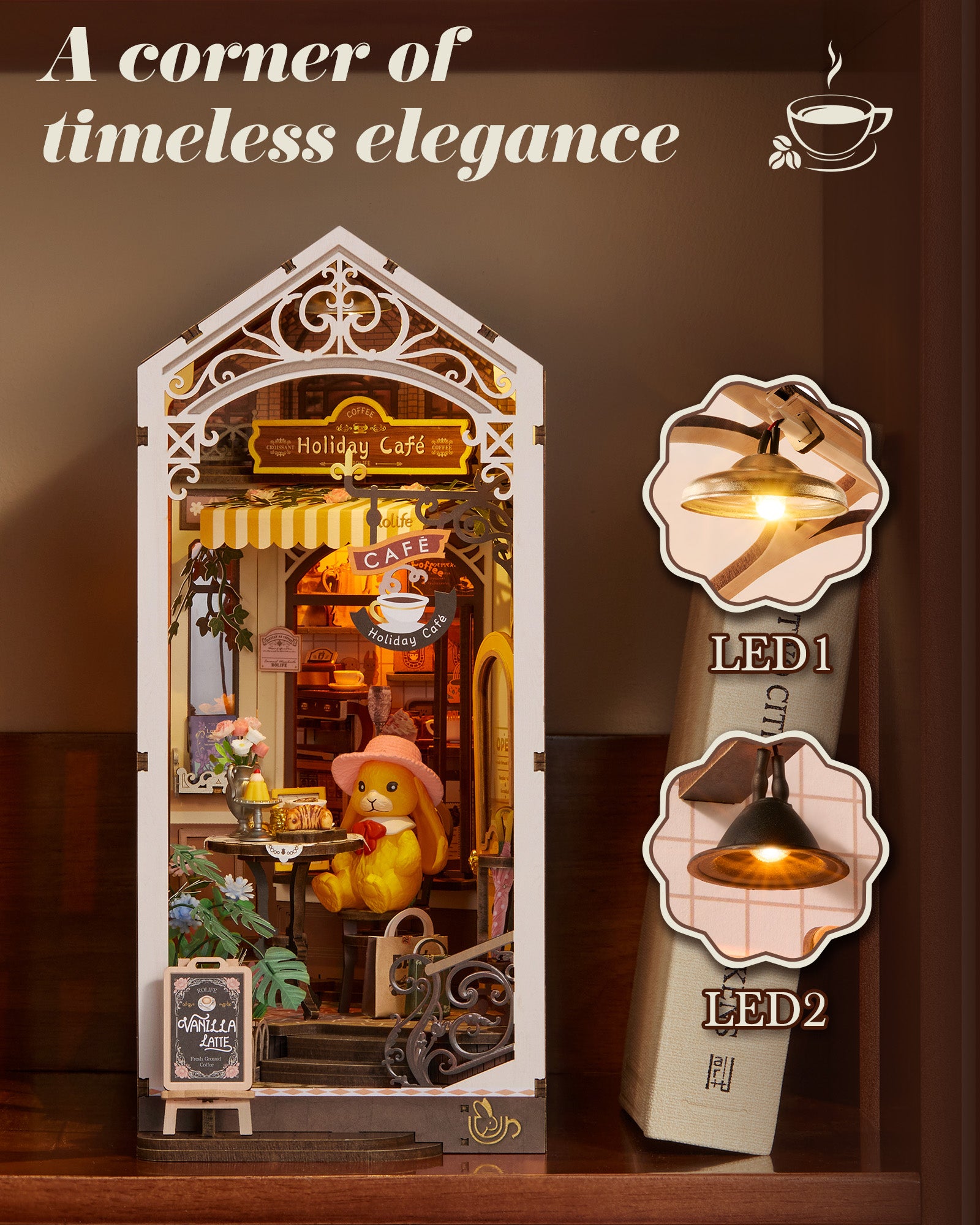 Holiday Café Book Nook – DIY Miniature Kit