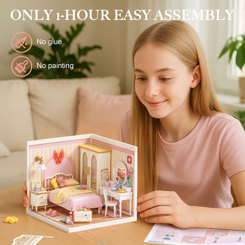 Lovely Pink Bedroom Mini House – Modular DIY Kit