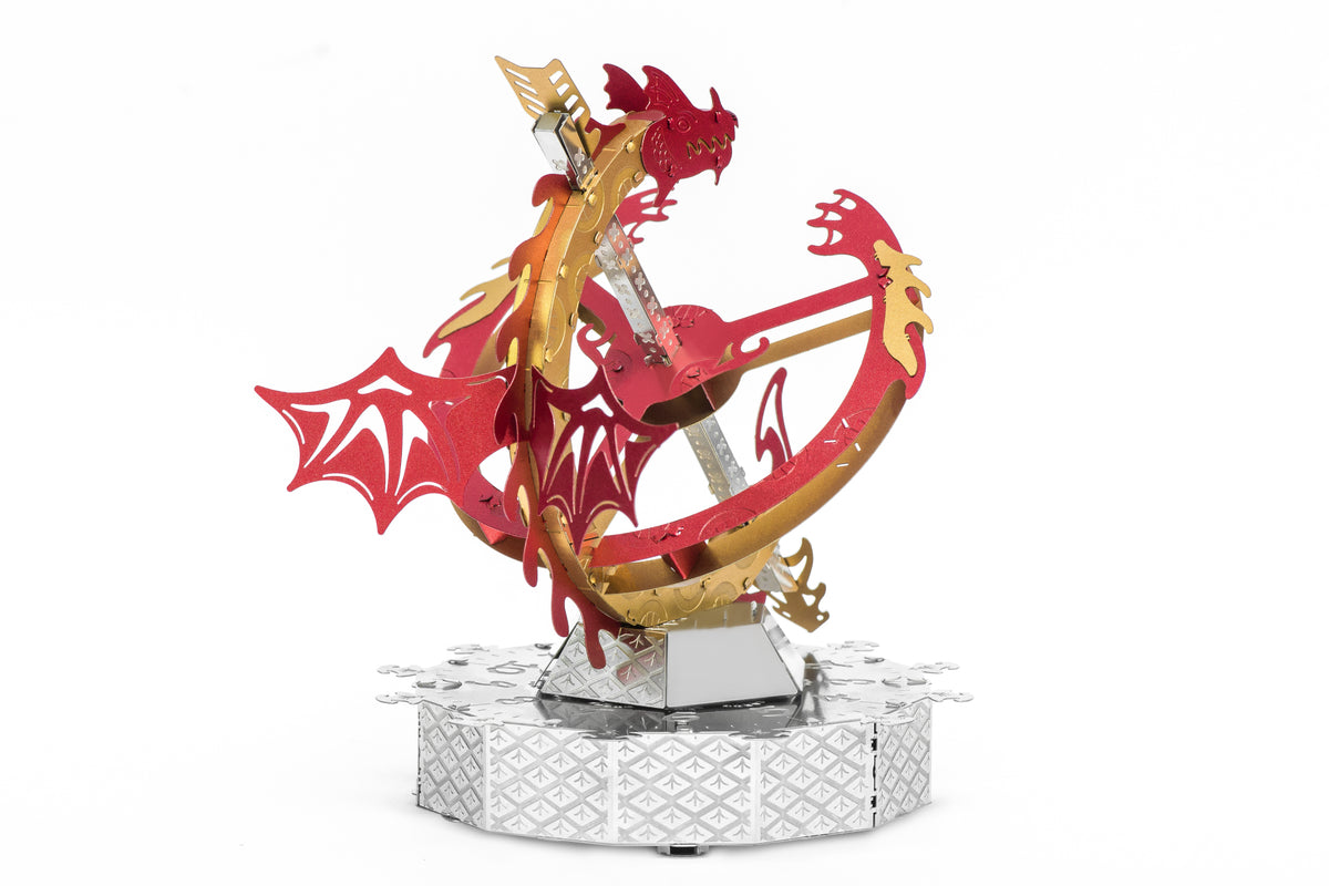 Metal Time Sun Chaser Dragon Style Desk Clock - DIY Metal Model Kit