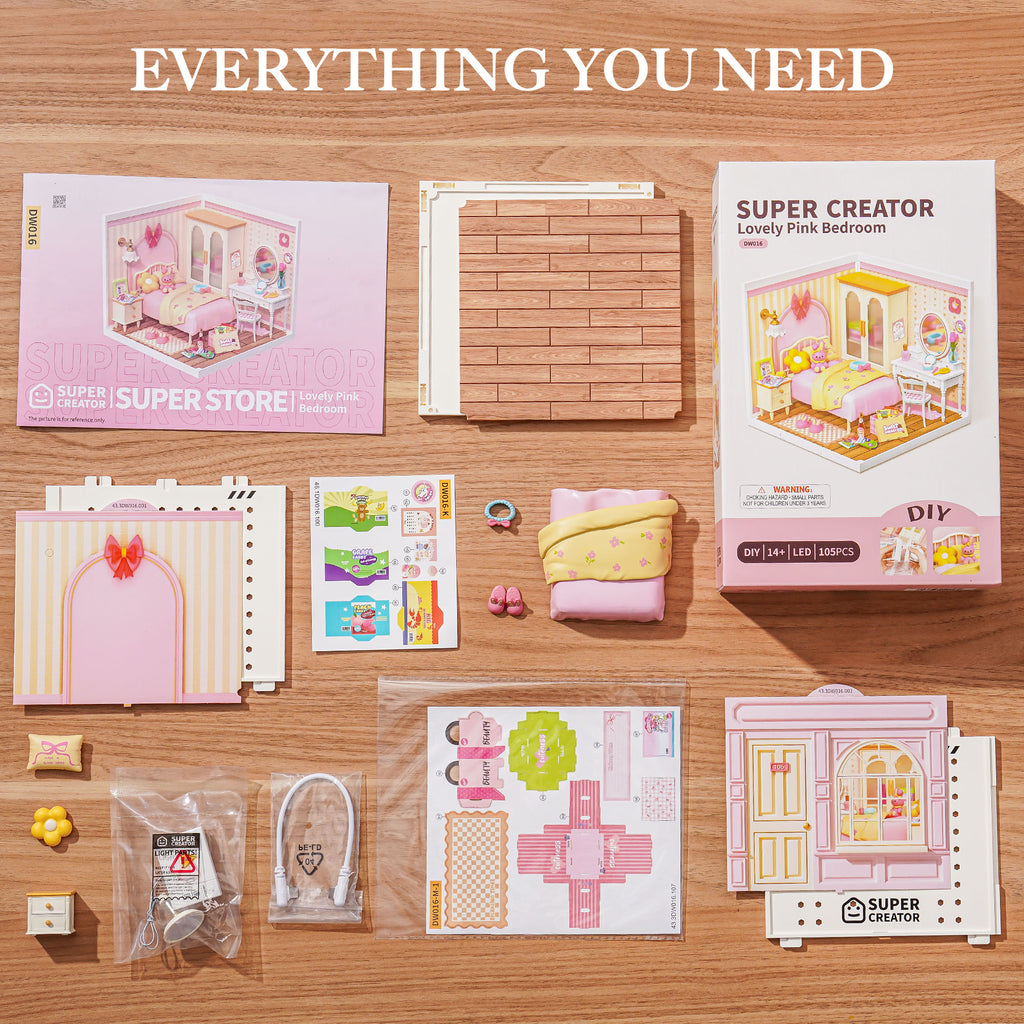 Lovely Pink Bedroom Mini House – Modular DIY Kit