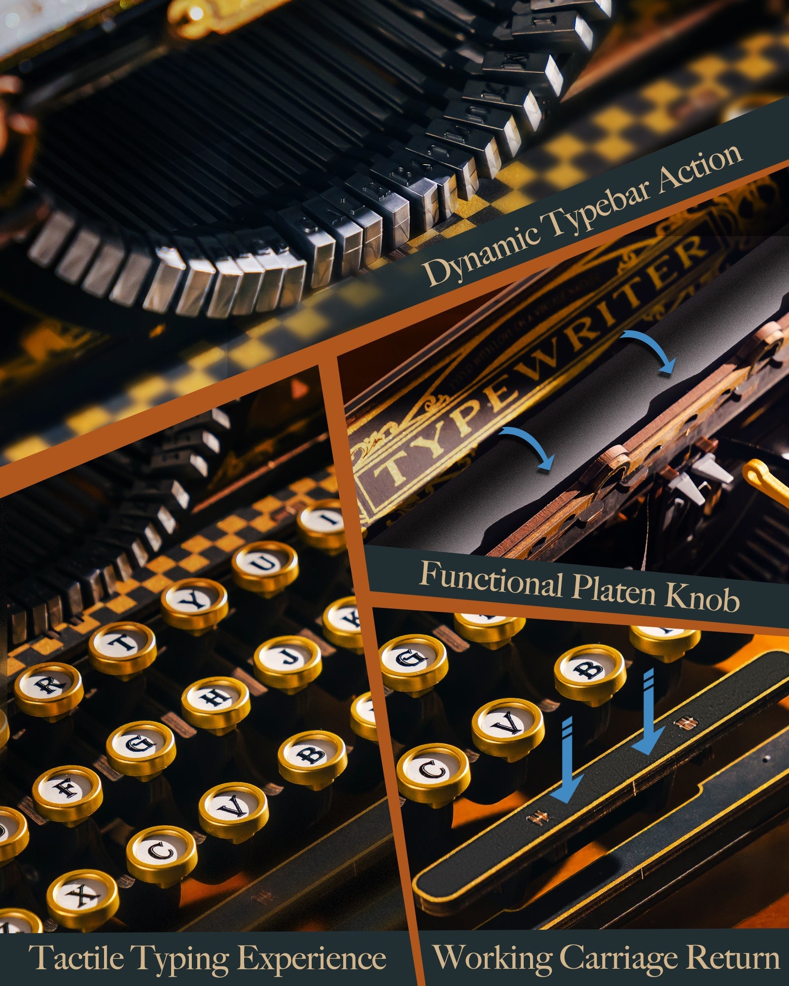 Vintage Typewriter Pro – Mechanical Wooden Model Kit