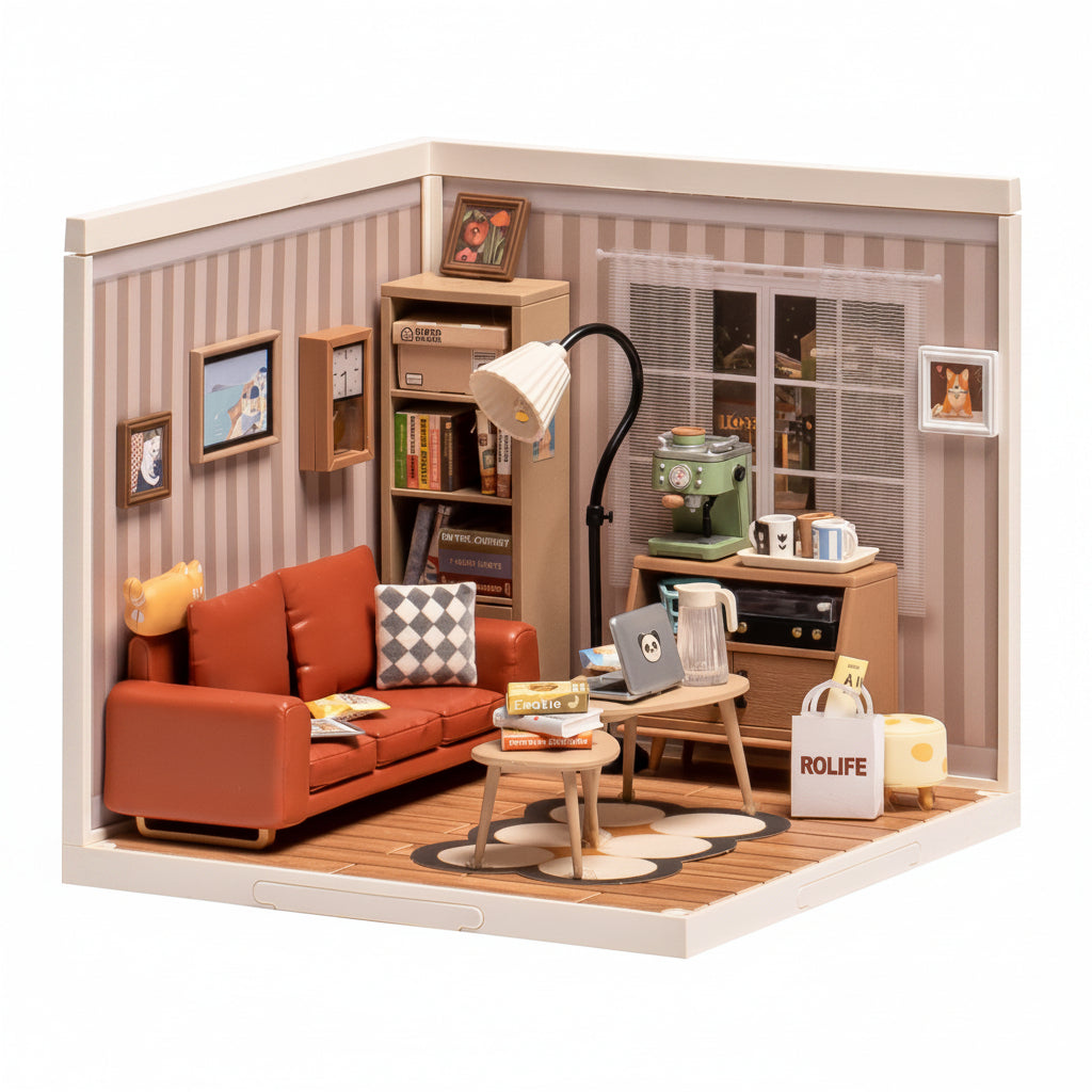 Cozy Living Lounge – DIY Miniature House Kit