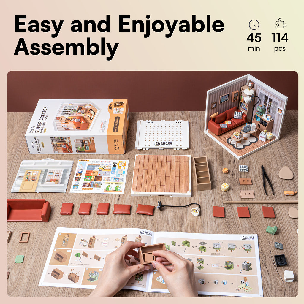 Cozy Living Lounge – DIY Miniature House Kit