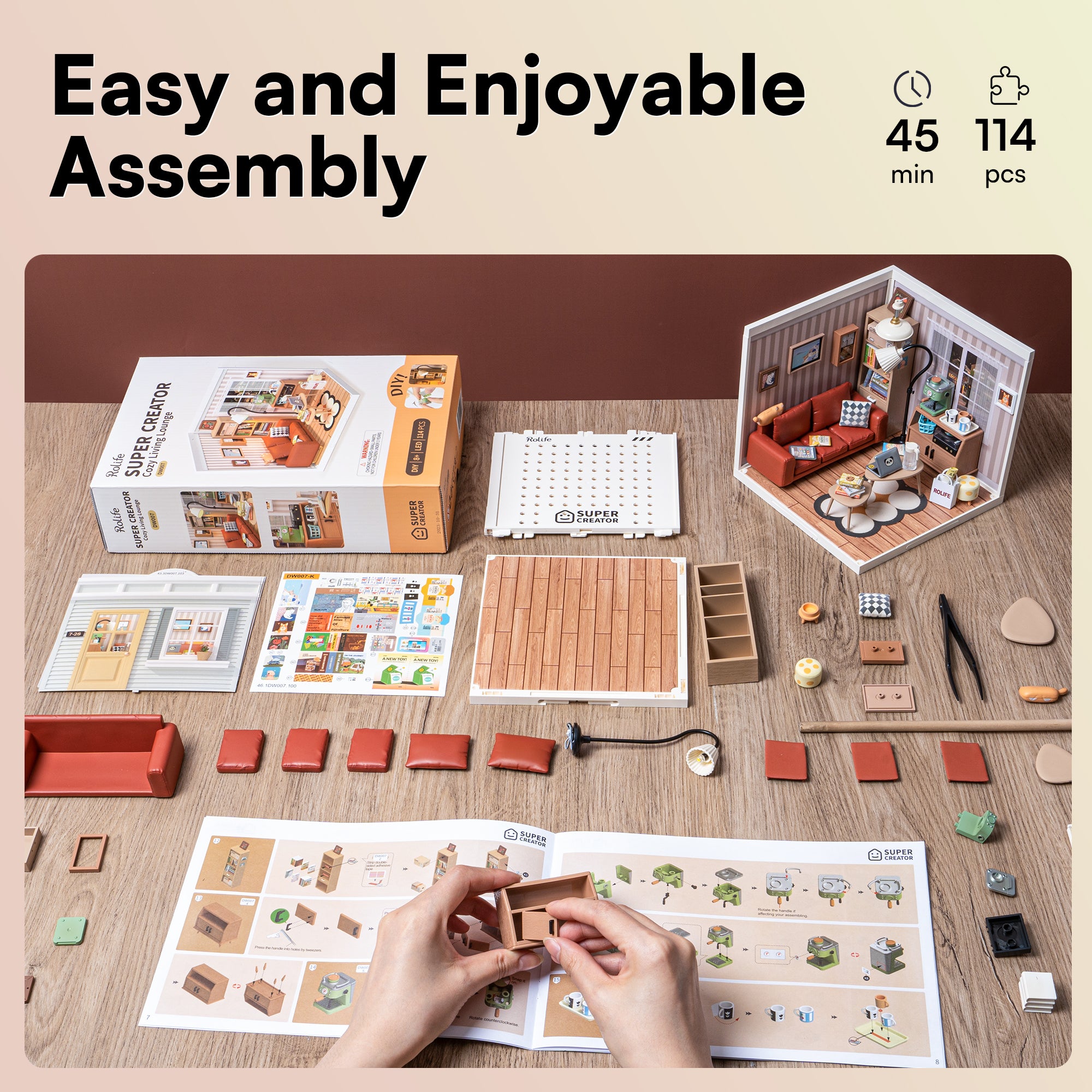 Cozy Living Lounge – DIY Miniature House Kit