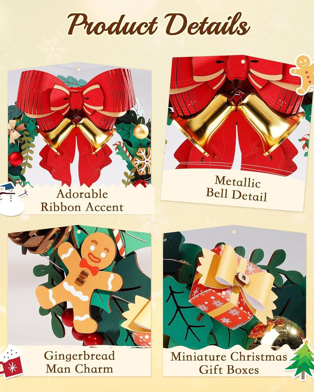 Christmas Wreath – 3D Wooden Puzzle Decoration Kit