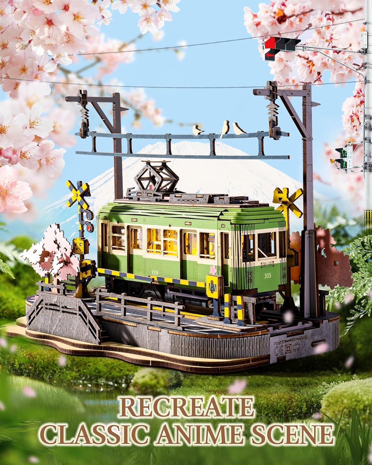 Sakura Journey Tram – Wooden Model Kit – Voyza
