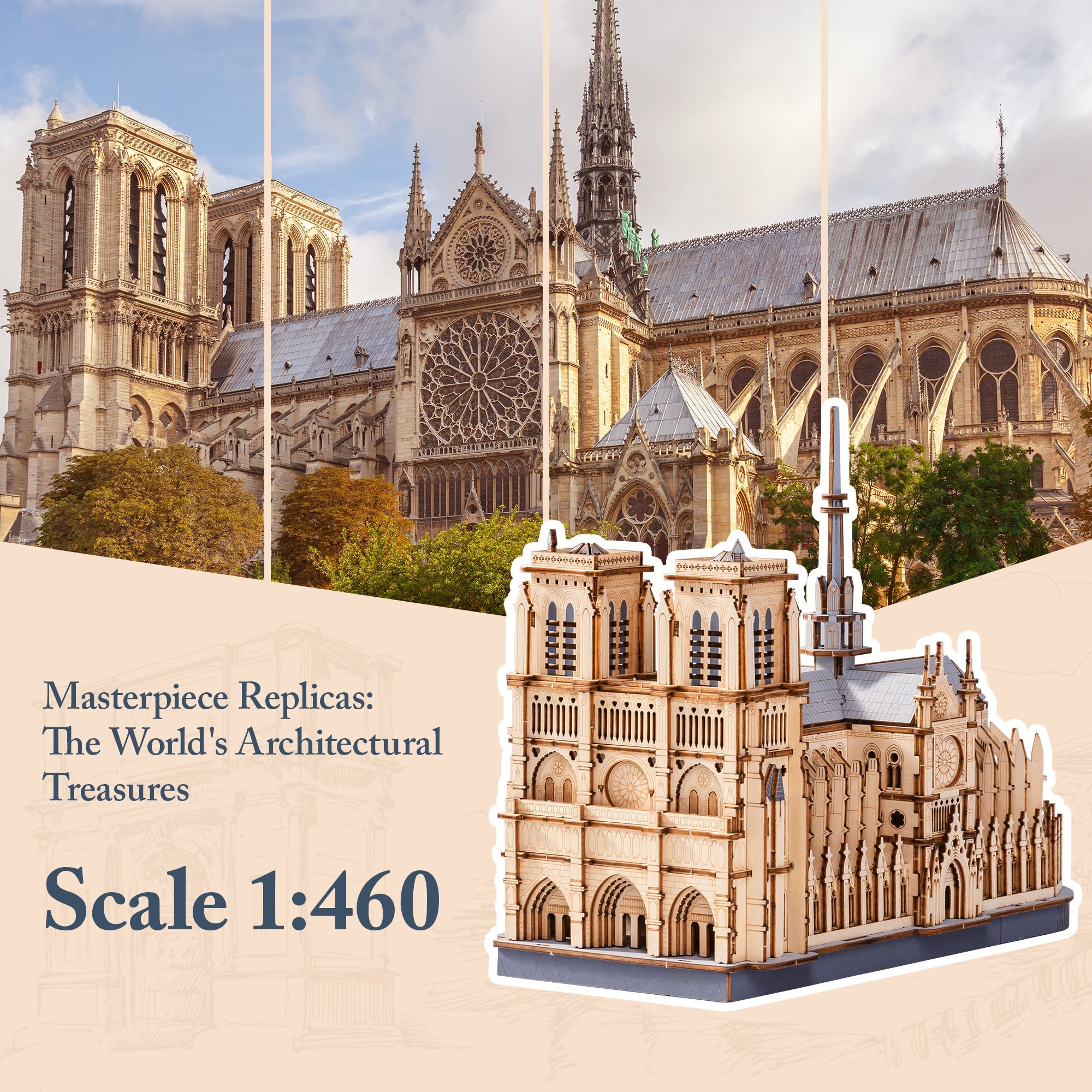 Paris Cathedral – Wooden Architecture Model Kit