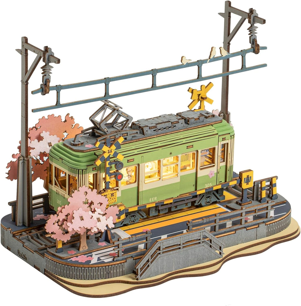 Sakura Journey Tram – 3D Wooden Puzzle Kit