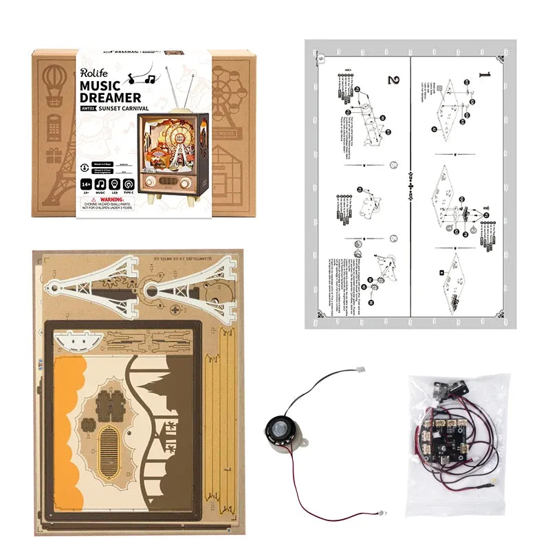 Sunset Carnival Music Box – DIY Mechanical Model Kit