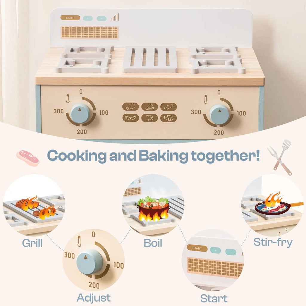 ROBUD Wooden Kids Play Kitchen Oven – Realistic
