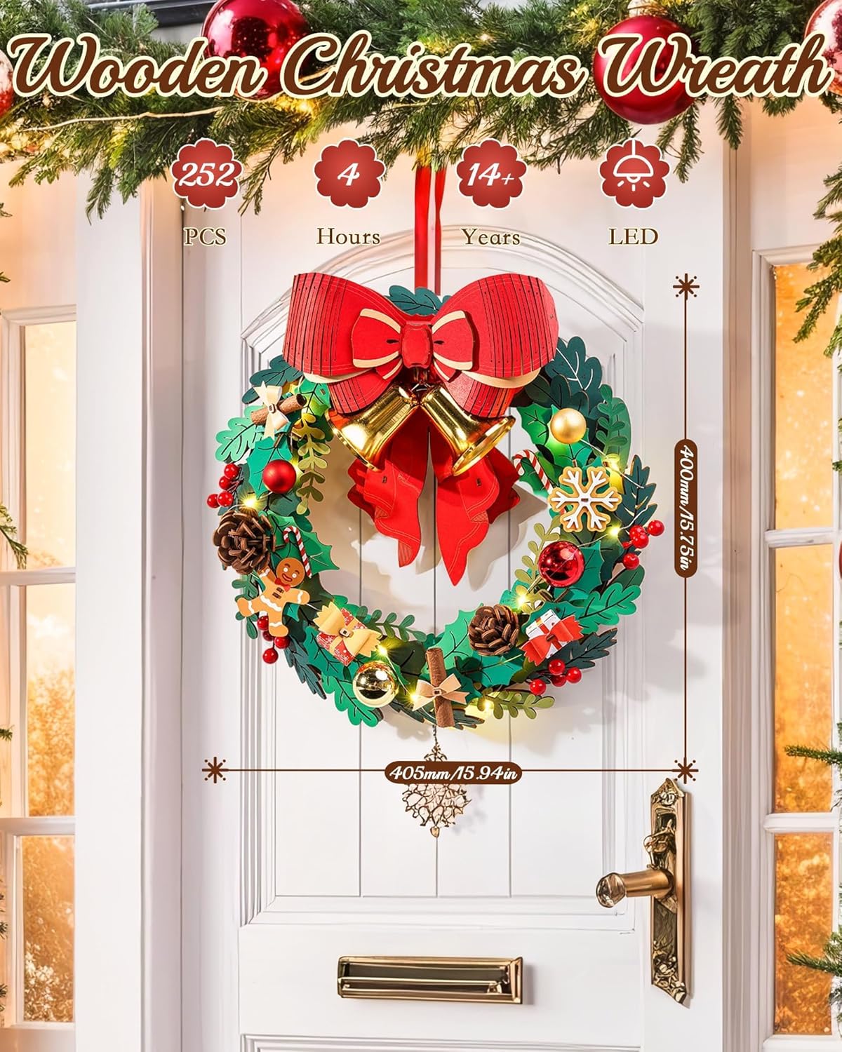 Christmas Wreath – 3D Wooden Puzzle Decoration Kit
