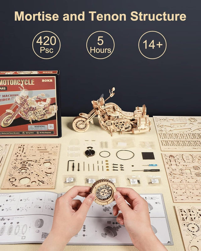 Vintage Cruiser Motorcycle – 3D Wooden Mechanical Model Kit