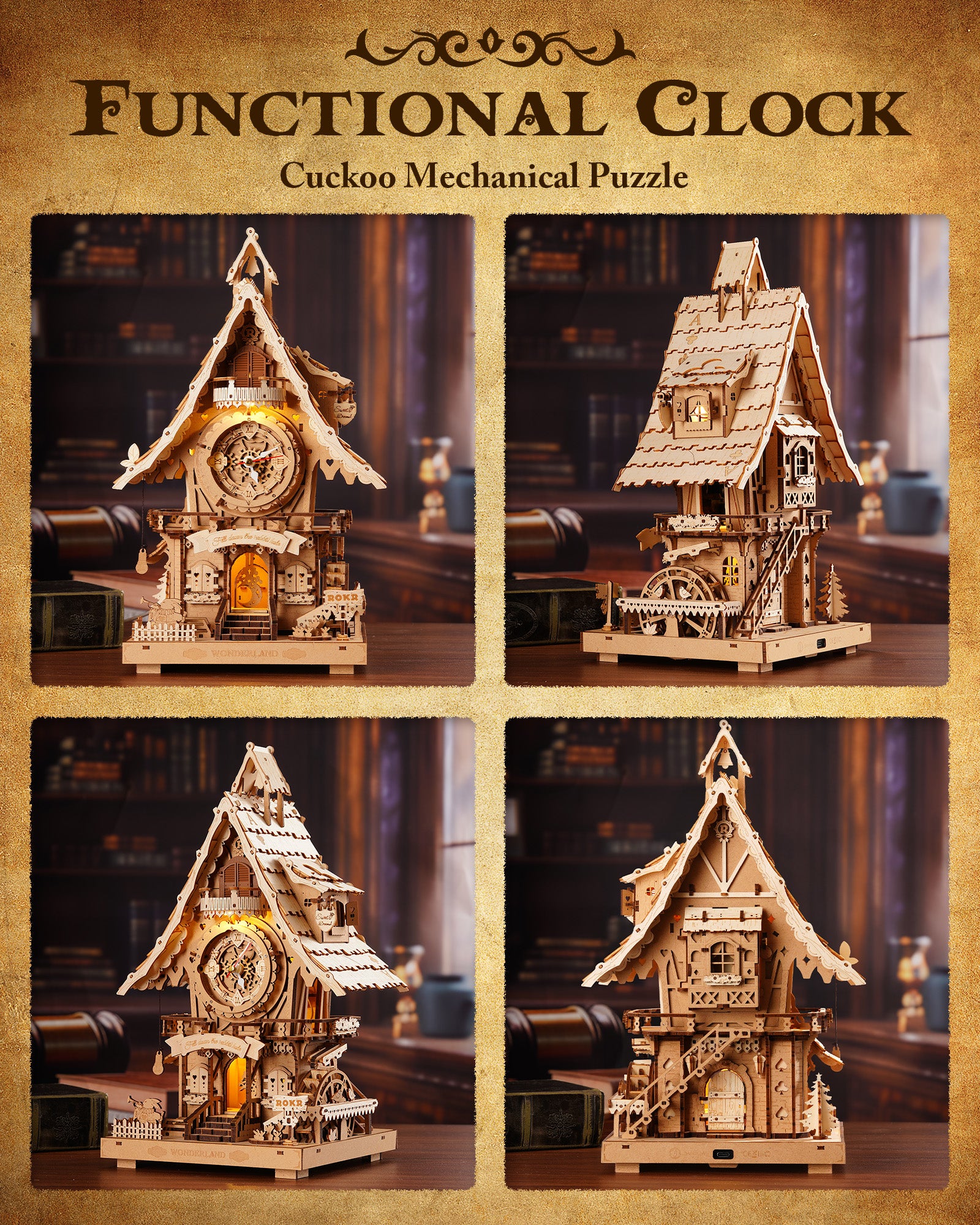 Cuckoo Clock Classic – Mechanical Wooden Model Kit