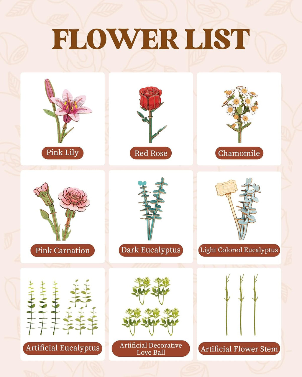 Blooming Flower Basket – DIY Wooden Model Kit
