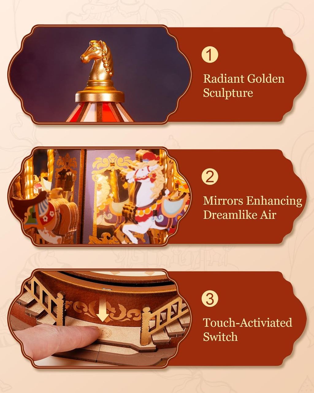 Classic Carousel Music Box – Wooden Model Kit