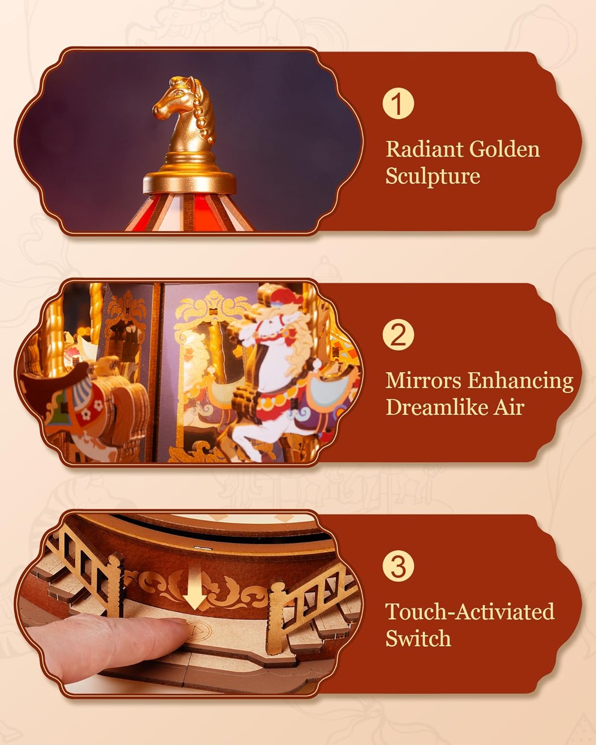 Classic Carousel Music Box – Wooden Model Kit