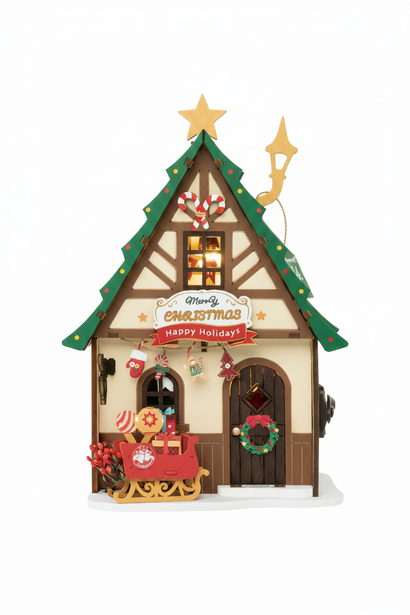 Twinkling Christmas House – DIY Miniature House Kit