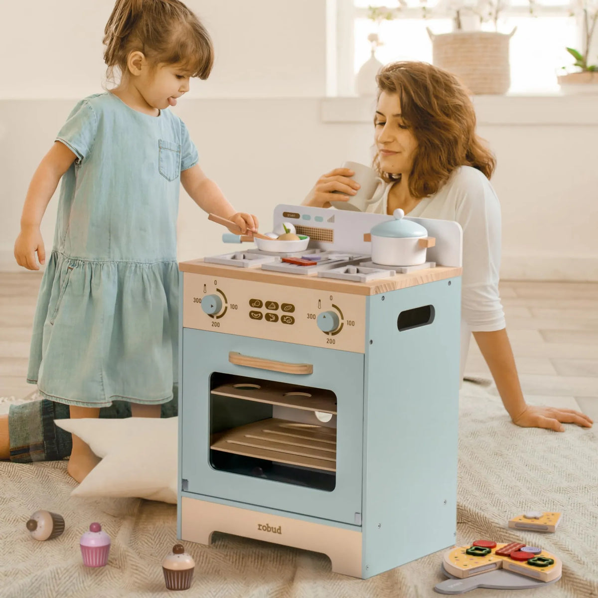 ROBUD Wooden Kids Play Kitchen Oven – Realistic