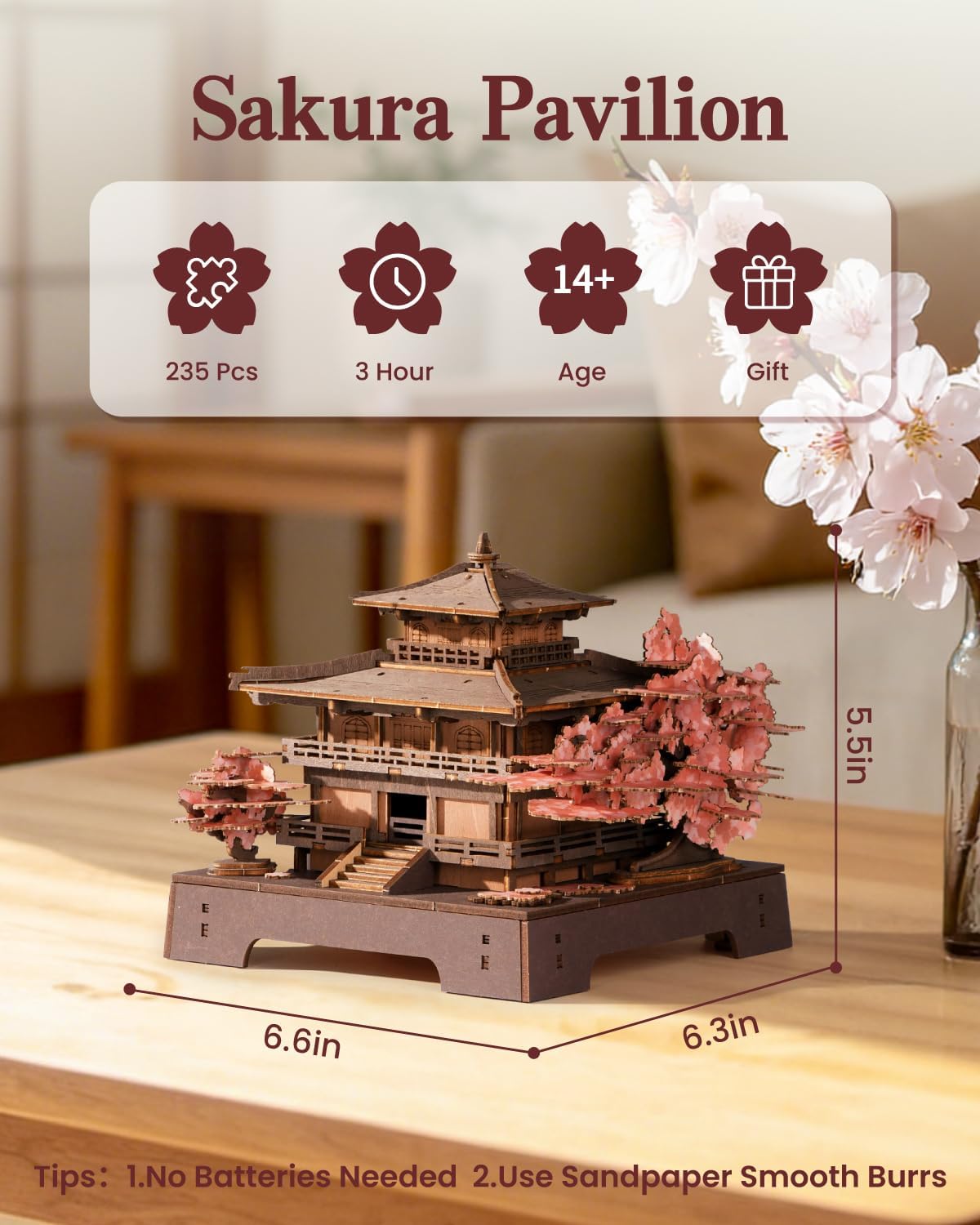 Rolife Sakura Pavilion – 3D Wooden Puzzle Kit
