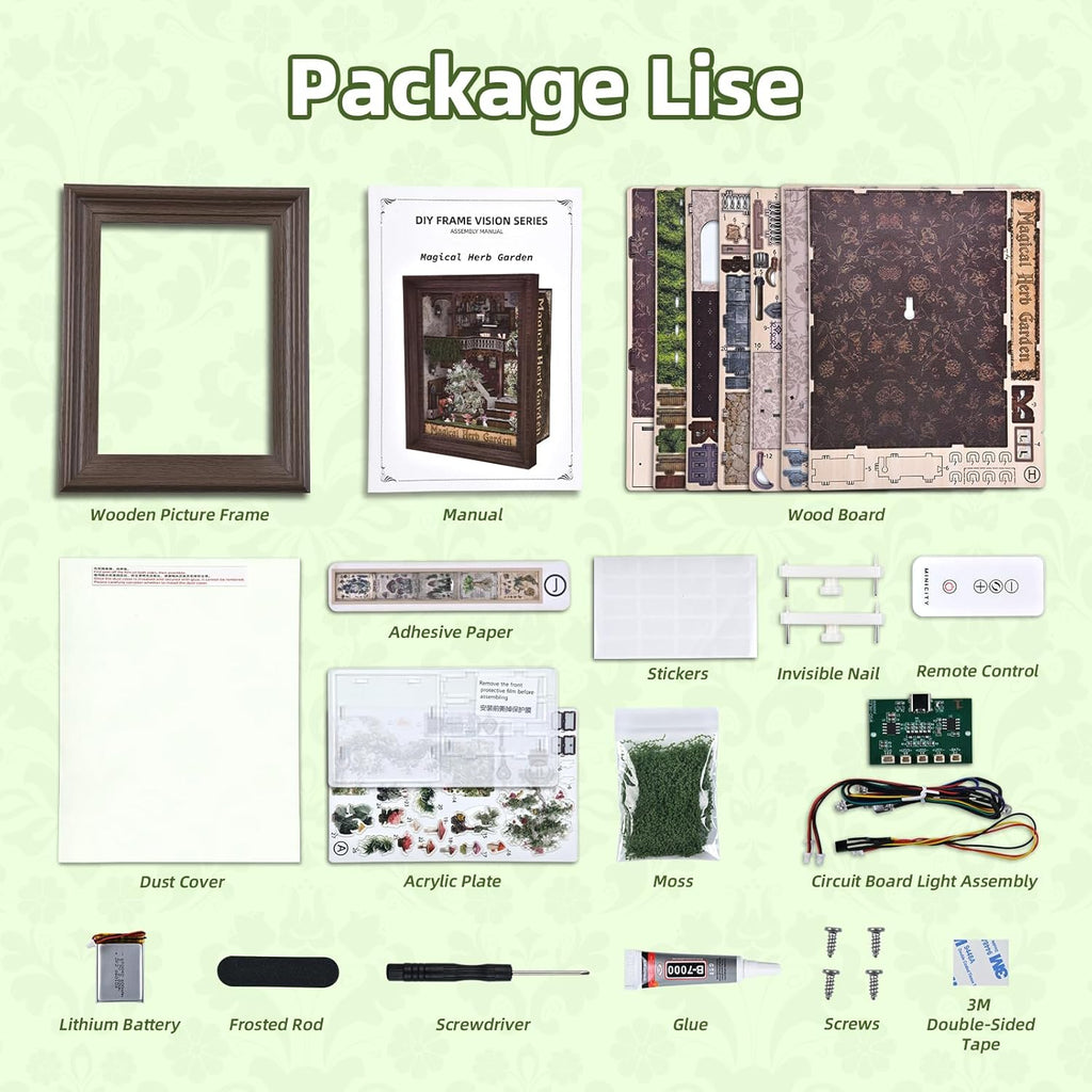 Magical Herb Garden Frame - 3D Wooden Puzzle Kit