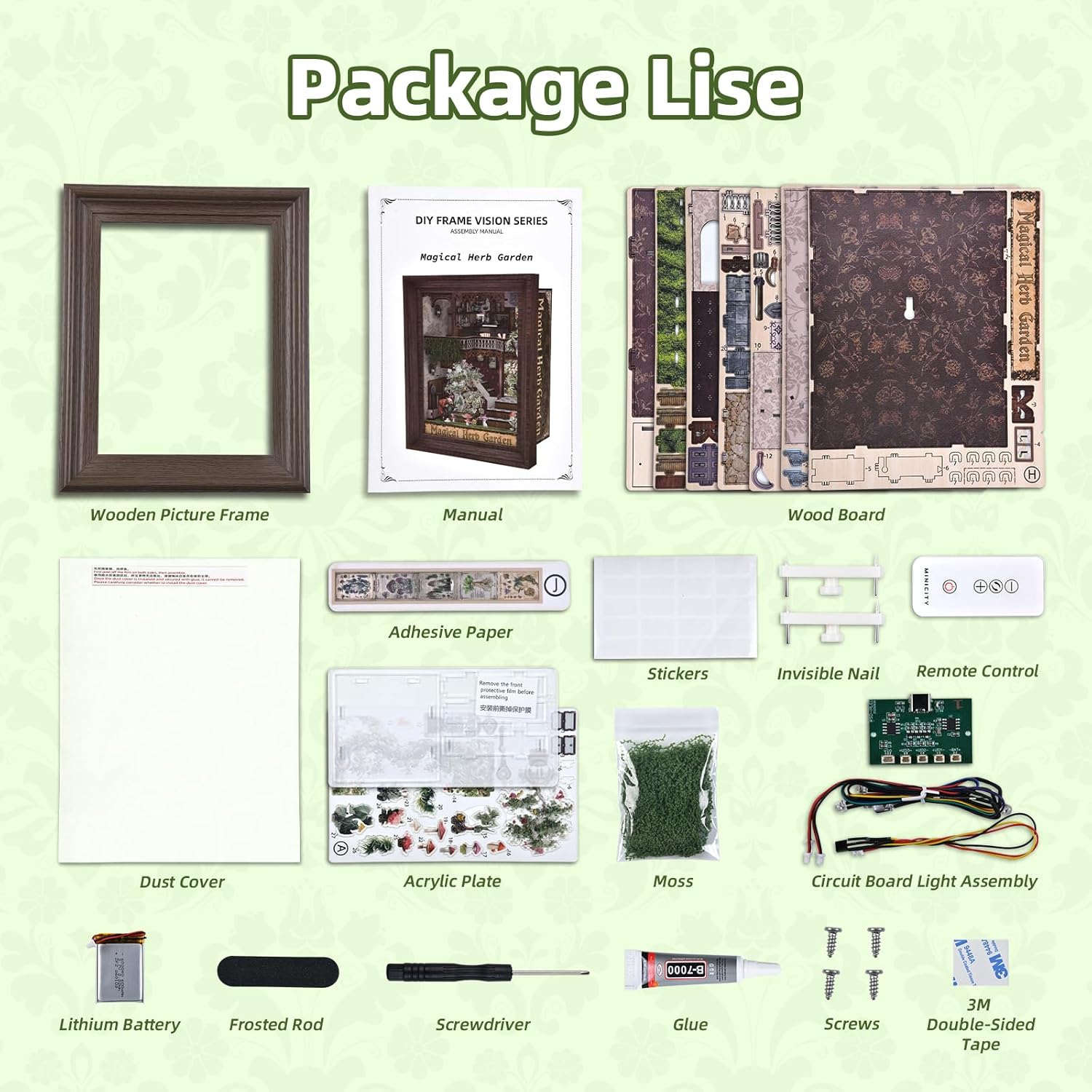 Magical Herb Garden Frame - 3D Wooden Puzzle Kit
