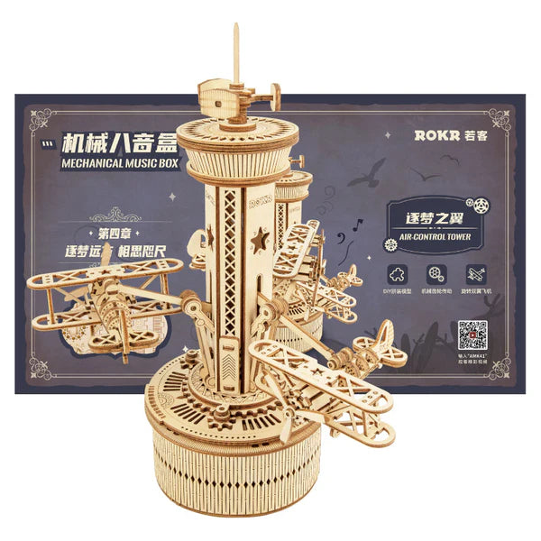 Air-Control Tower – DIY Music Box 3D Wooden Puzzle Kit