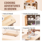 ROBUD Wooden Play Kitchen for Kids – Caramel