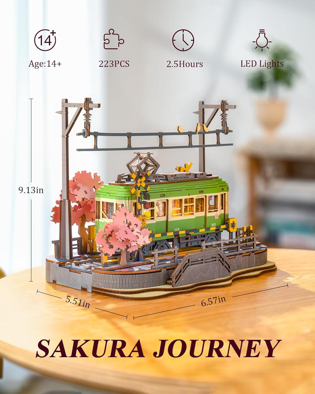 Sakura Journey Tram – Wooden Model Kit