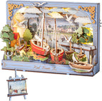 Rowood Red Boats Wall Art – 3D Wooden Puzzle Kit