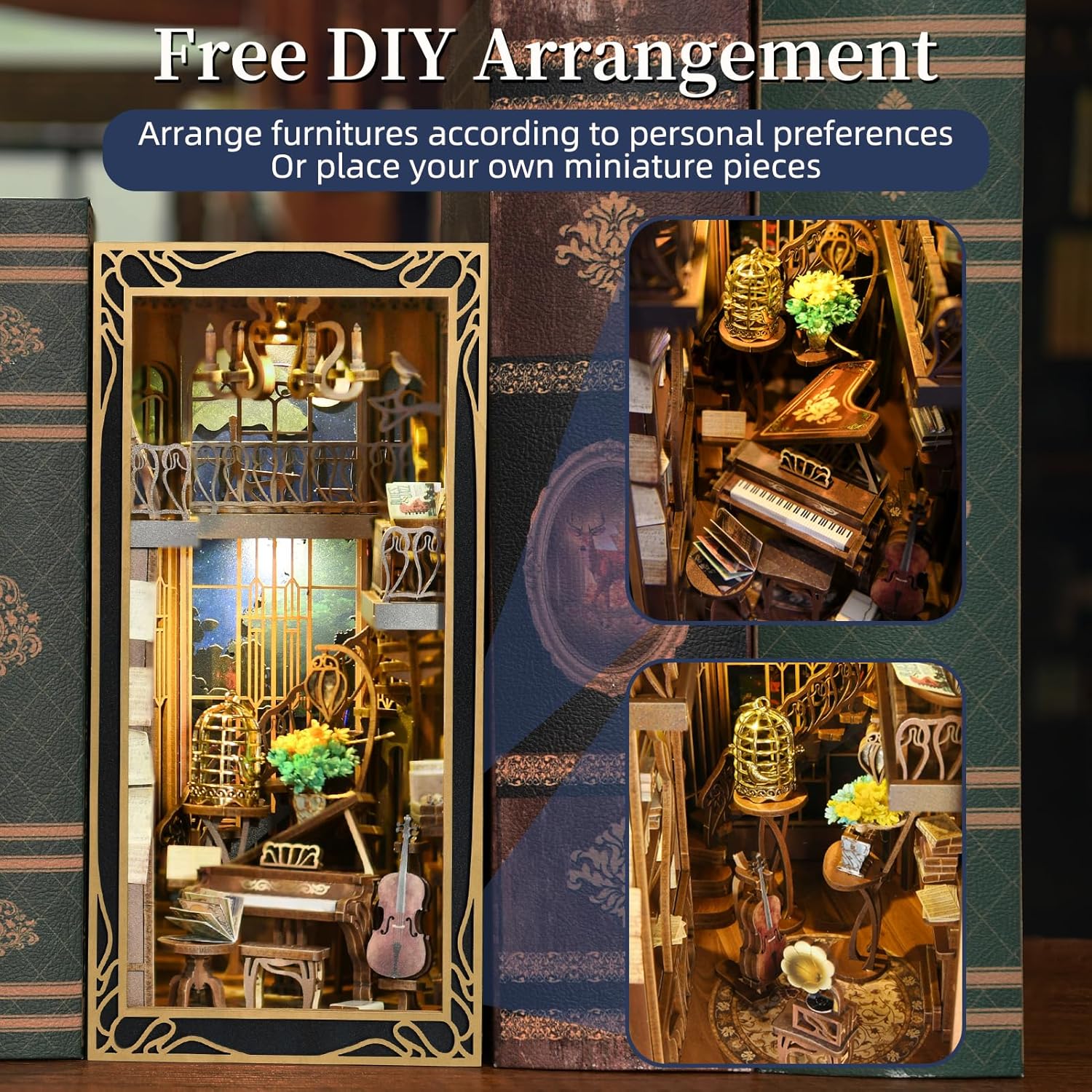 Pianist with Nightingale - DIY Book Nook Kit