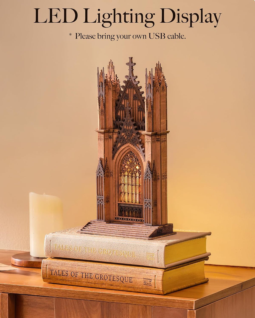 Rolife Twin-Tower Cathedral – 3D Wooden Puzzle Kit