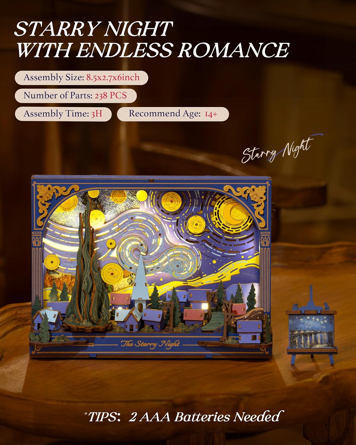 Rowood The Starry Night Wall Art – 3D Wooden Puzzle Kit