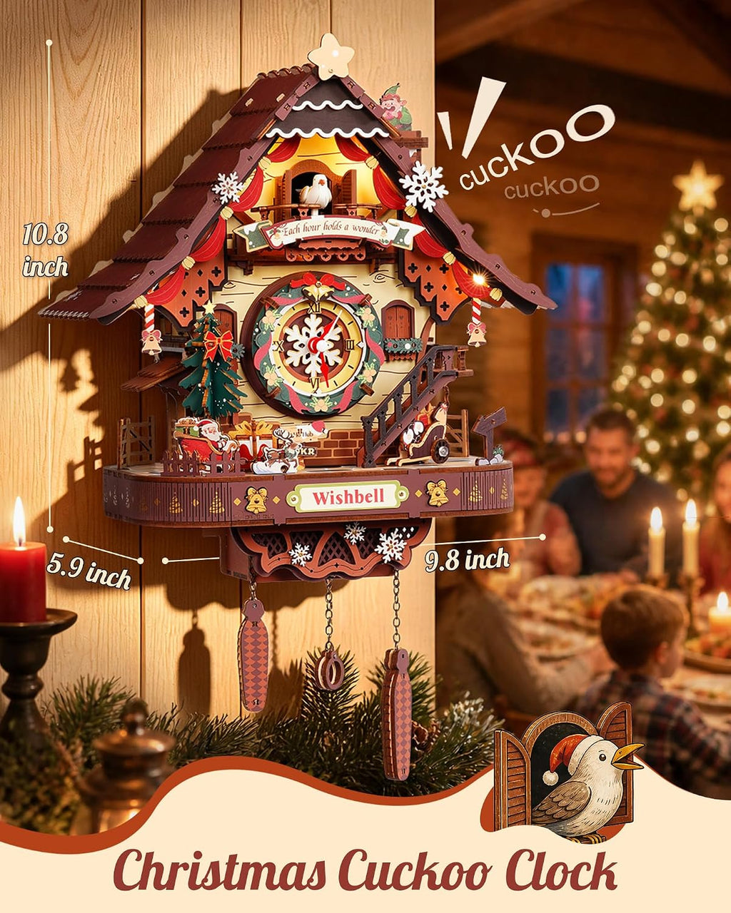 ROKR Christmas Cuckoo Clock – DIY Mechanical Model Kit
